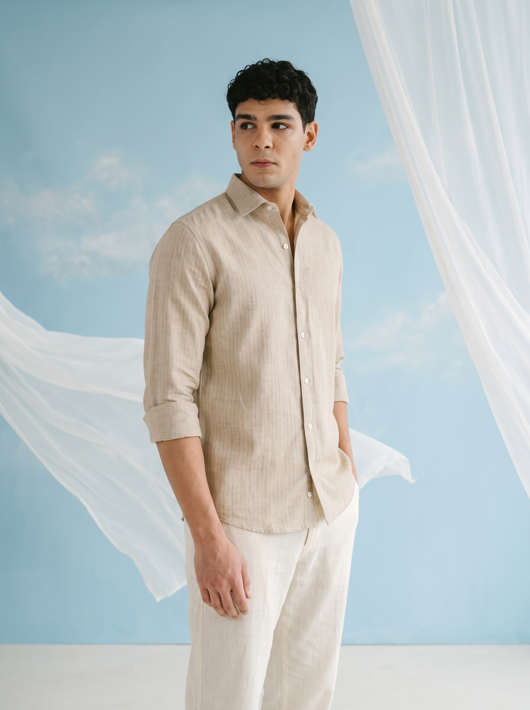 Airlane Beige Bamboo Linen Stain-Free Shirt – Effilo