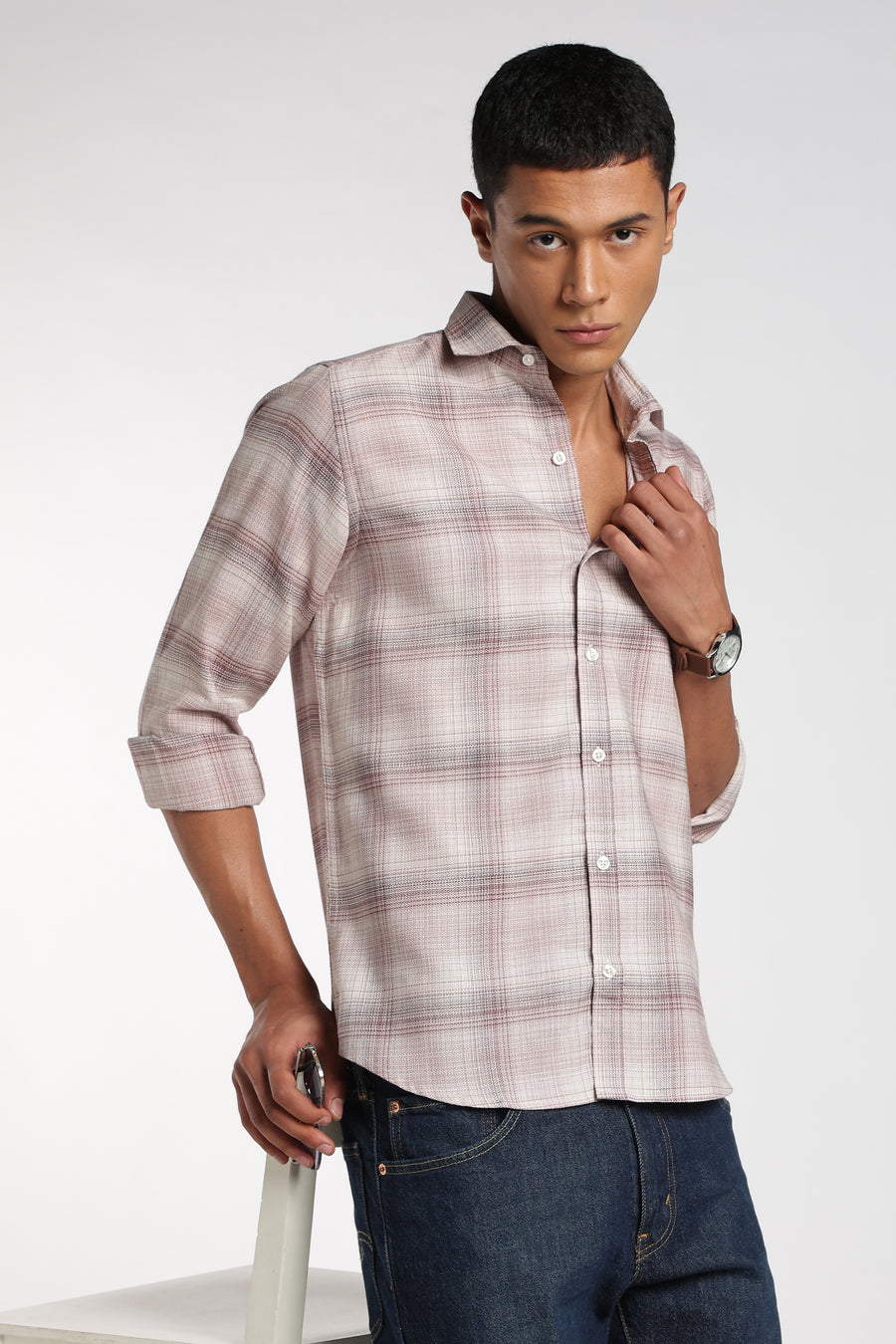 Legar Pink Checked Stain - Free Shirt
