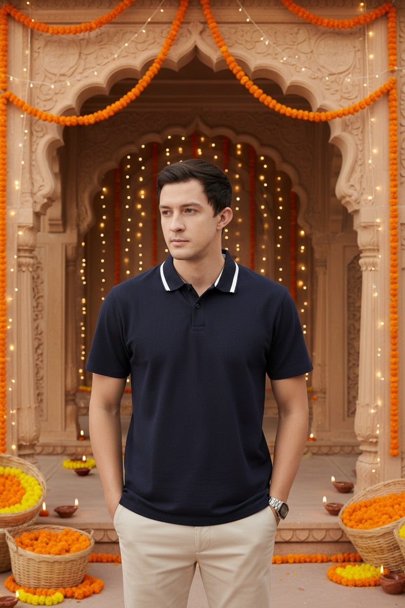 White Bleeds Navy - Polo Tshirt