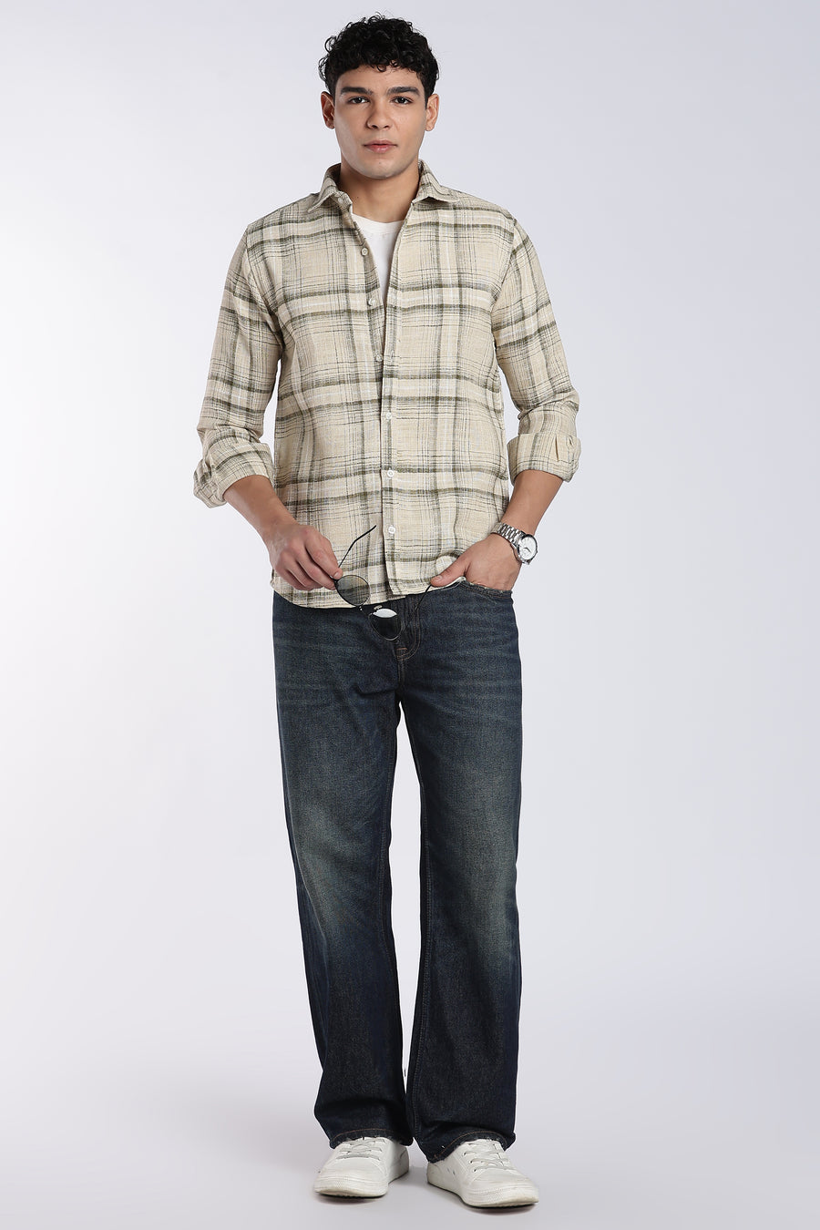 Sage Green Checked Stain-Free Flannel Shirt