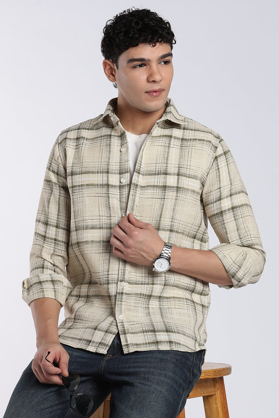 Sage Green Checked Stain-Free Flannel Shirt