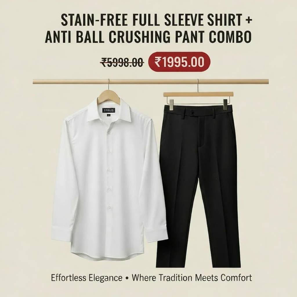 Stain Free Shirt (Full Sleeve) + Anti Ball Crushing Pant Combo