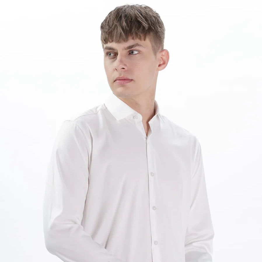 Stain Free Shirt (Full Sleeve) + Stain Free Dhoti (Gold Jari Border) Combo