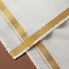 Stain - Free Dhoti White with Gold Jari