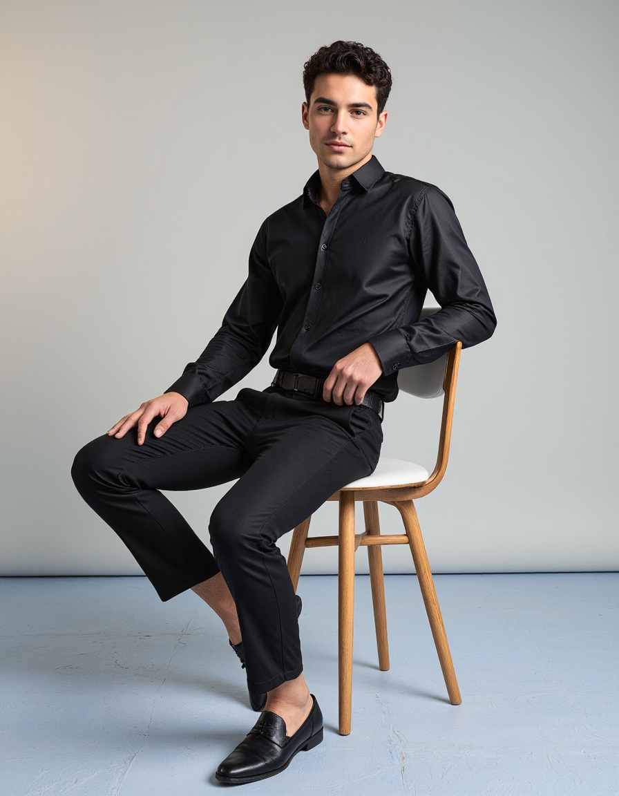 Fade-Free Black Shirt & Stain-Free Dhoti with Gold Zari Combo