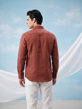 Solid Brick Red Bamboo Linen Stain - Free Shirt