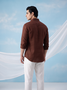 Solid Coffee Brown Bamboo Linen Stain - Free Shirt