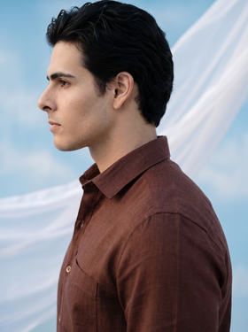Solid Coffee Brown Bamboo Linen Stain - Free Shirt