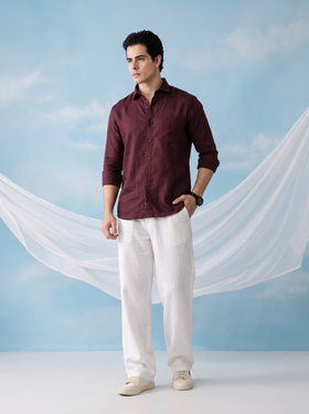 Solid Maroon Bamboo Linen Stain - Free Shirt – photo 5