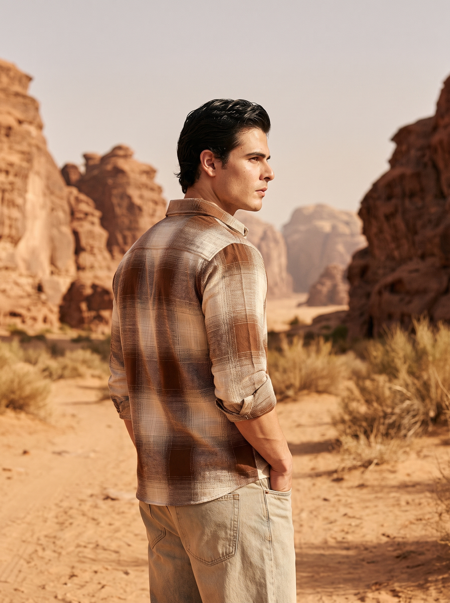 Brown Checked Stain - Free Shirt
