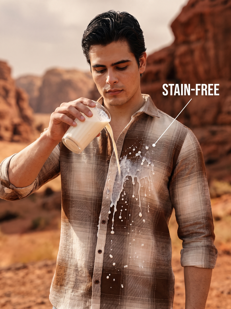 Brown Checked Stain - Free Shirt