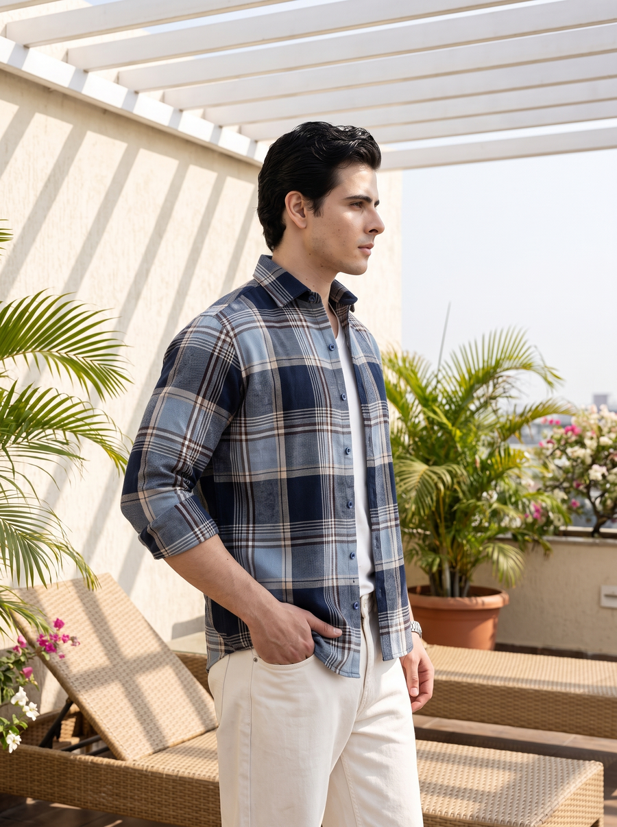 Brushed Blue Stain - Free Flannel Shirt