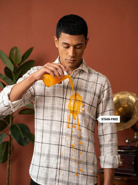 White Checked Stain - Free Flannel Shirt