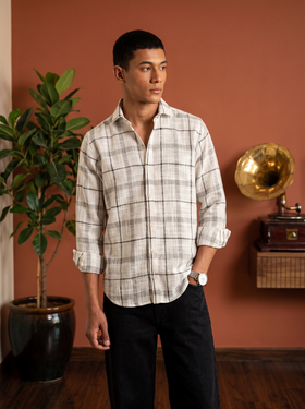 White Checked Stain - Free Flannel Shirt