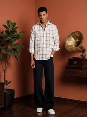 White Checked Stain - Free Flannel Shirt