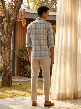 Blue Checked Stain - Free Flannel Shirt