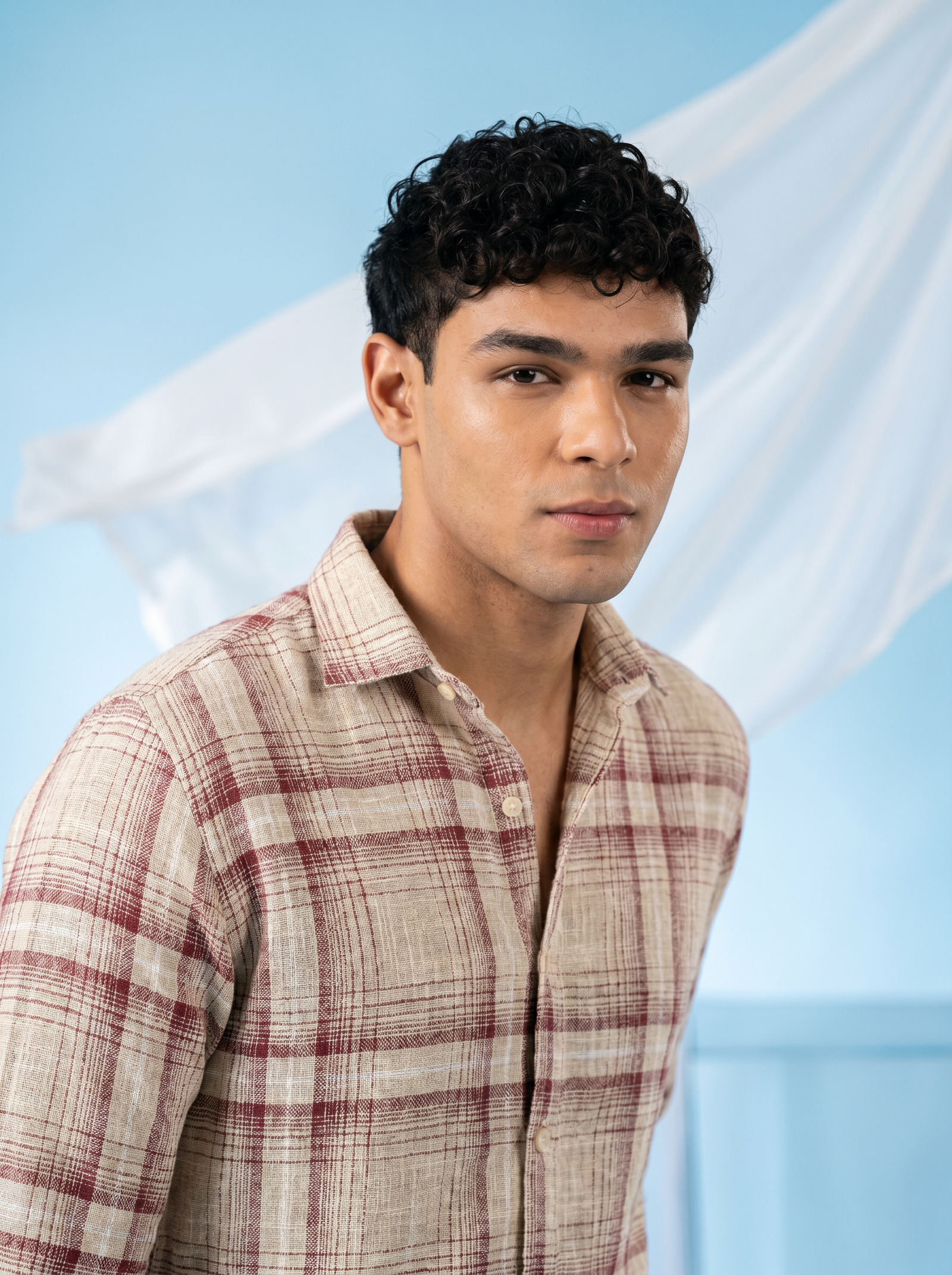 Red & Beige Checked Stain-Free Flannel Shirt