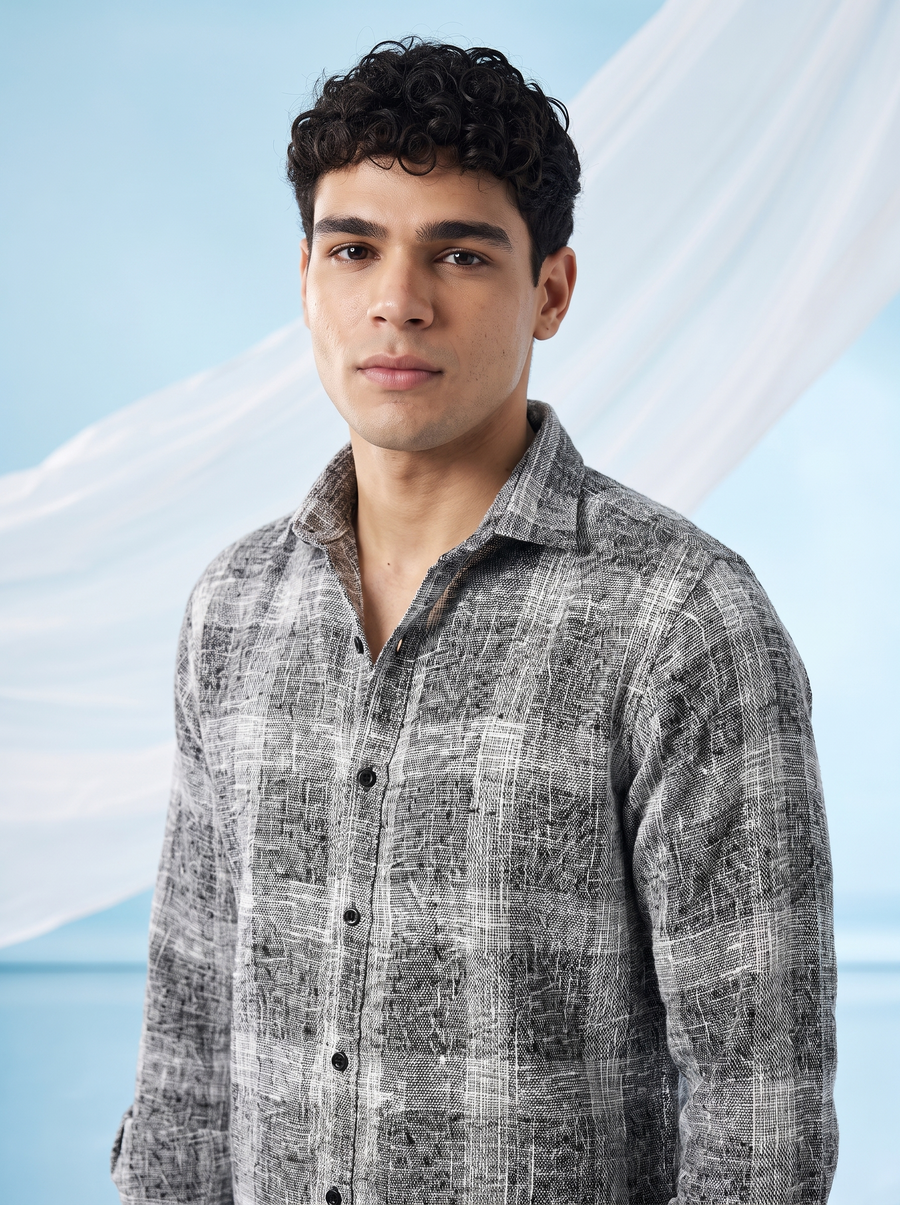 Grey Checked Stain-Free Flannel Shirt