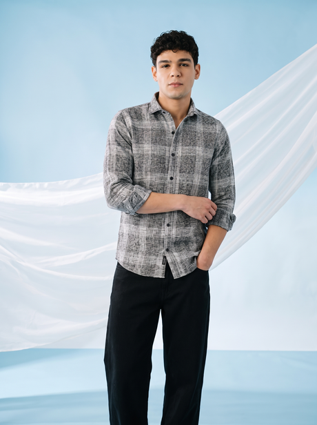 Grey Checked Stain-Free Flannel Shirt
