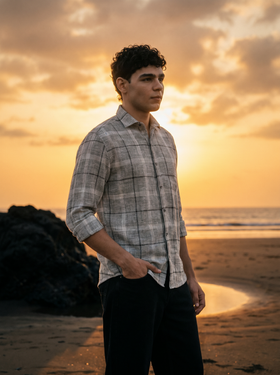Grey & Black Checked Stain-Free Flannel Shirt