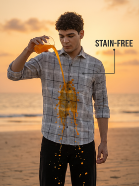Grey & Black Checked Stain-Free Flannel Shirt