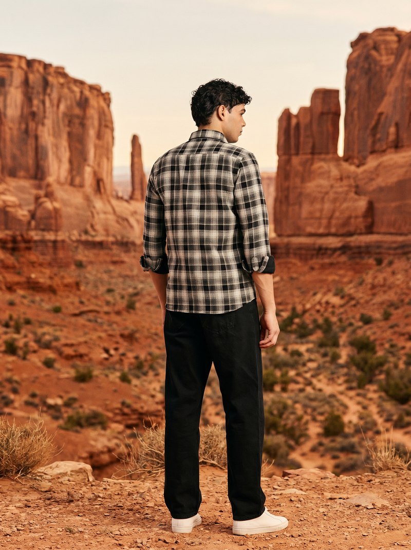 Black Checked Stain-Free Flannel Shirt