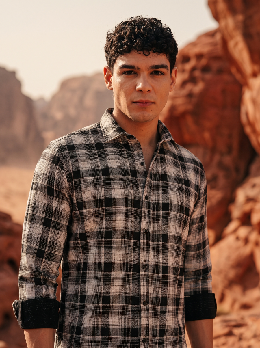 Black Checked Stain-Free Flannel Shirt