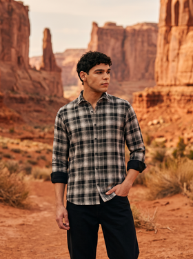 Black Checked Stain-Free Flannel Shirt