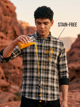Pearl Black Checked Stain-Free Flannel Shirt