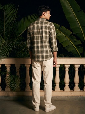 Green & White Checked Stain-Free Flannel Shirt
