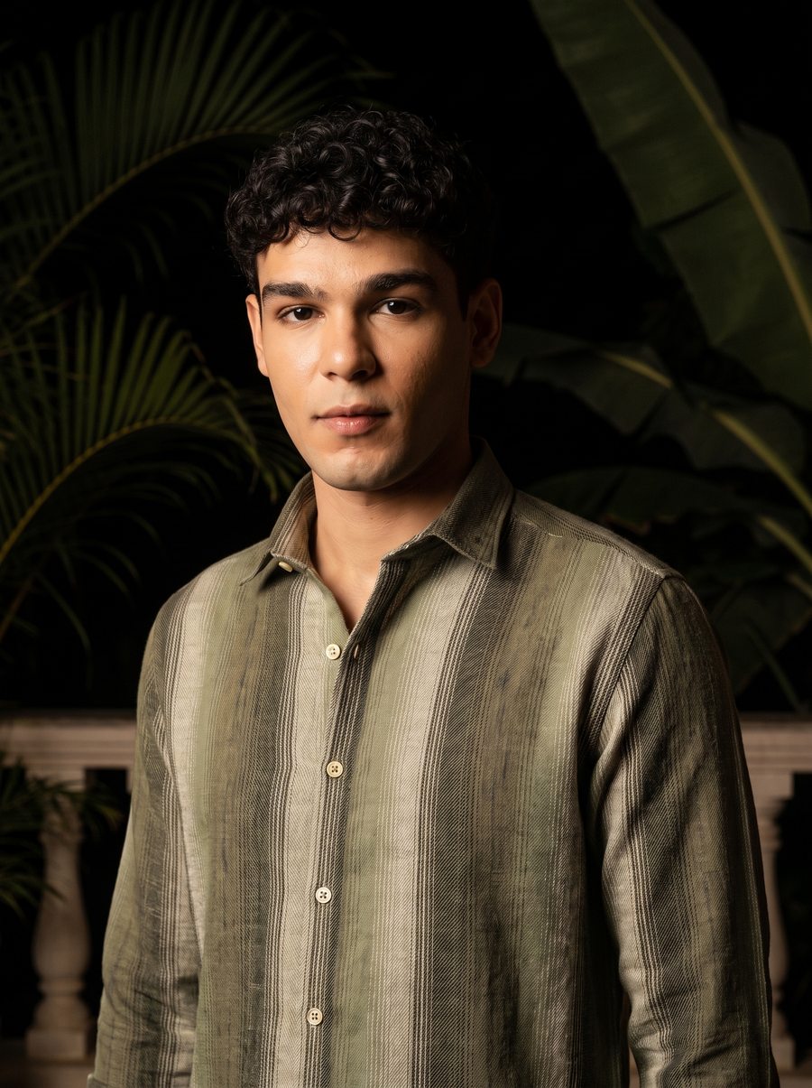Green Striped Stain-Free Flannel Shirt
