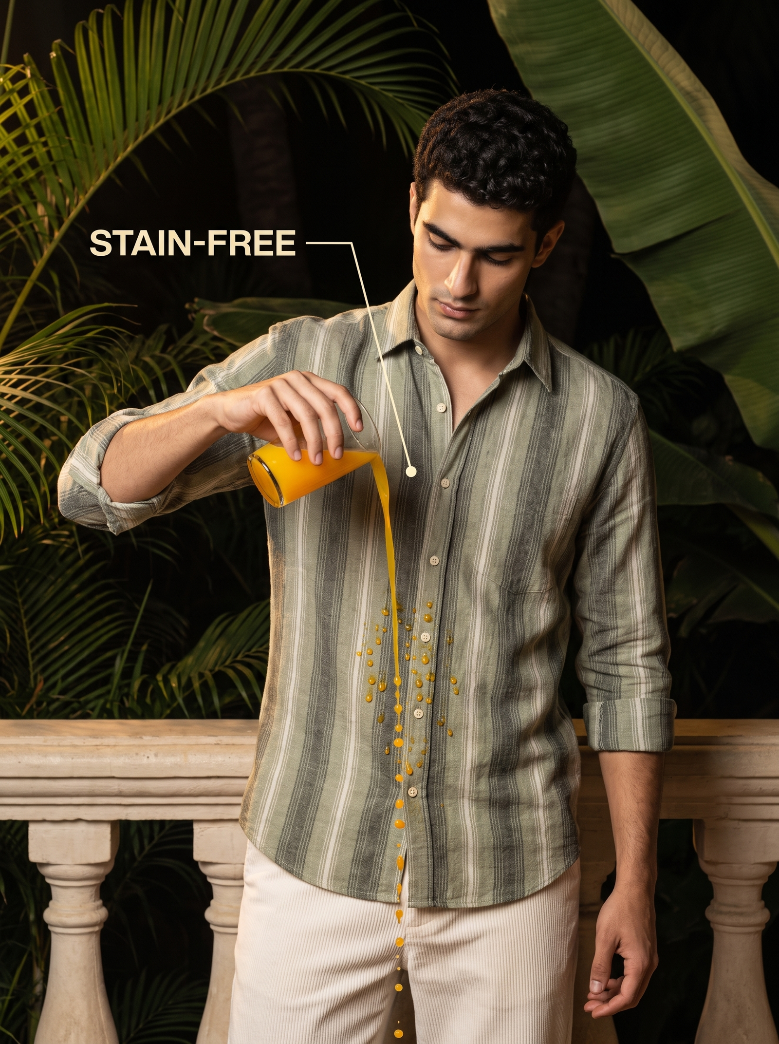 Green Striped Stain-Free Flannel Shirt