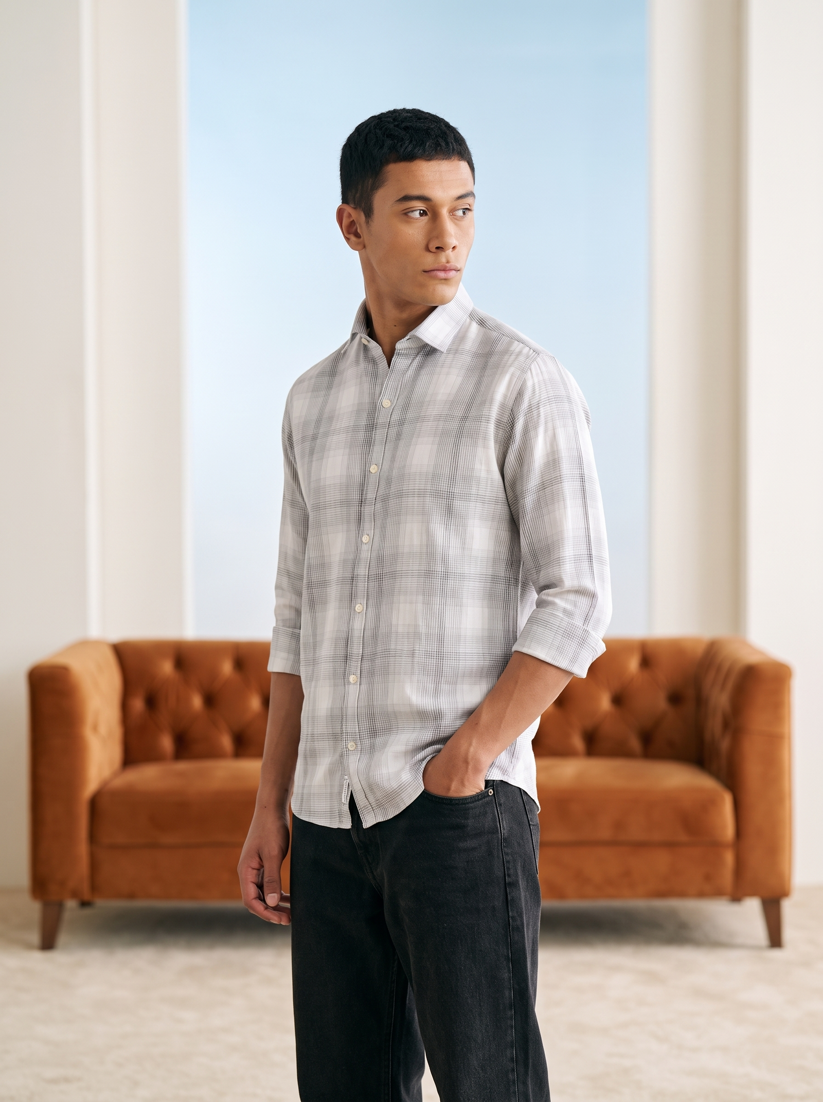 Air Grey Bamboo Linen Stain-Free Shirt