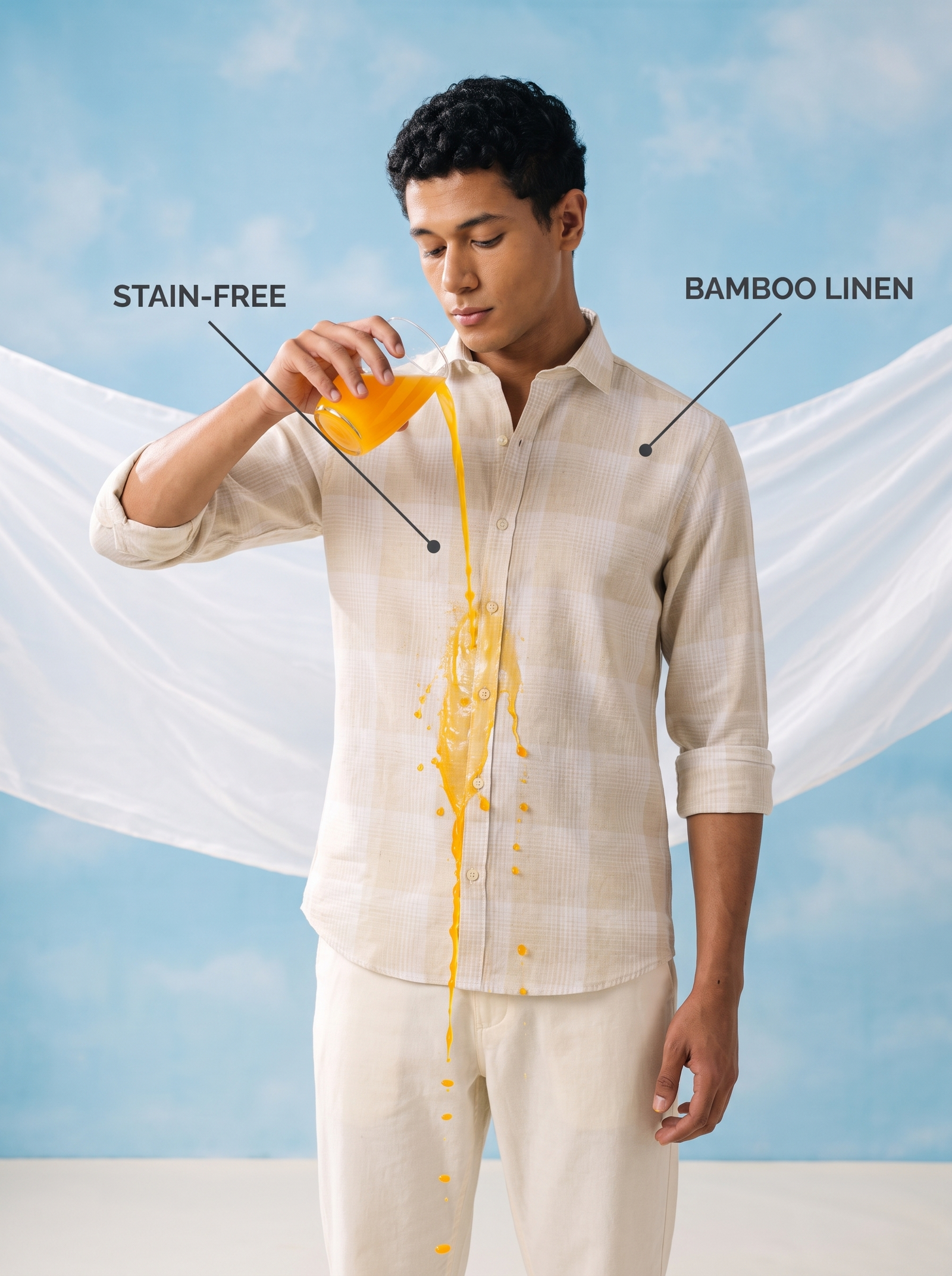Oat Bamboo Linen Stain Free Shirt