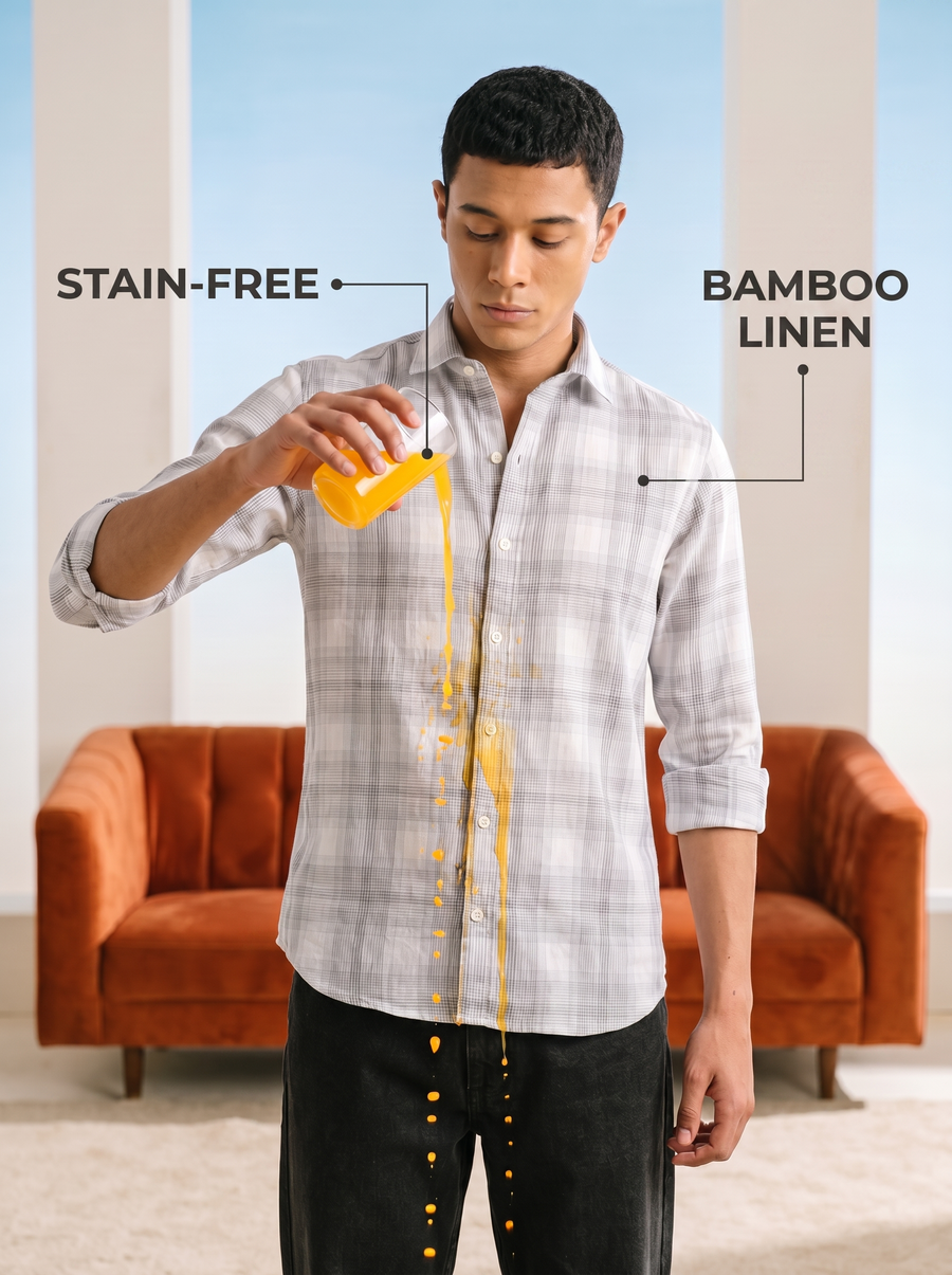 Air Grey Bamboo Linen Stain-Free Shirt