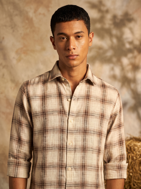 Dune Plaid Bamboo Linen Stain-Free Shirt