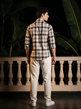 Graphite Plaid Bamboo Linen Stain-Free Shirt