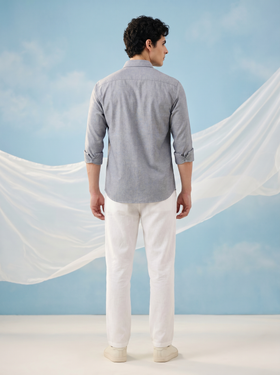 Slate Blue Bamboo Linen Stain-Free Shirt