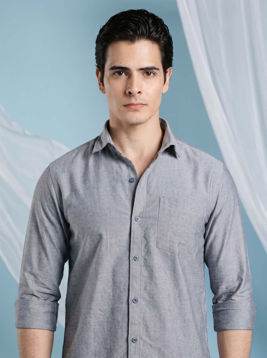 Slate Blue Bamboo Linen Stain-Free Shirt