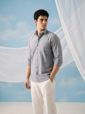 Slate Blue Bamboo Linen Stain-Free Shirt