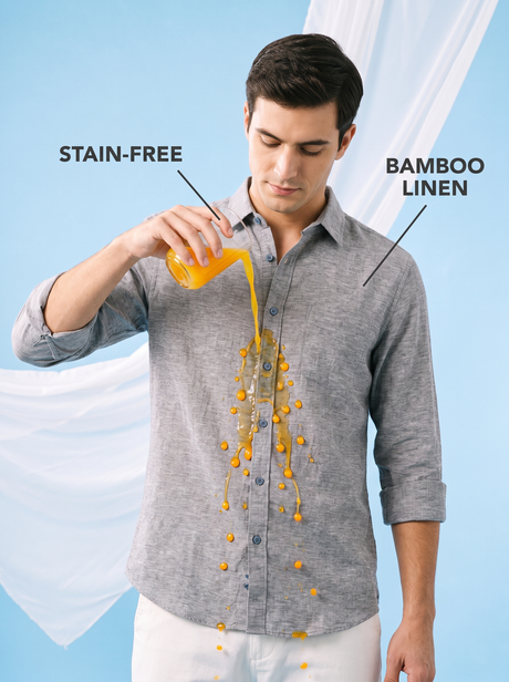 Slate Blue Bamboo Linen Stain-Free Shirt