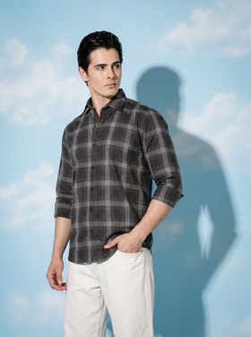 Charcoal Check Bamboo Linen Stain-Free Shirt