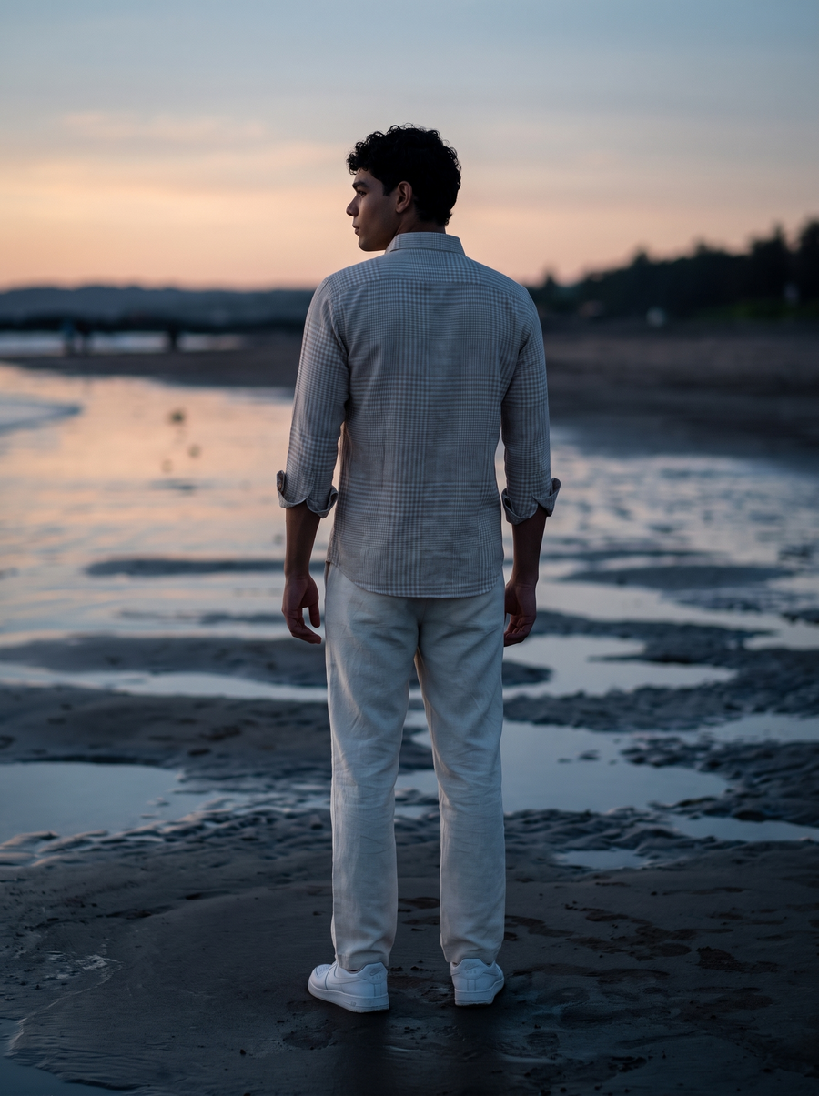 Aerange Plaid Bamboo Linen Stain-Free Shirt