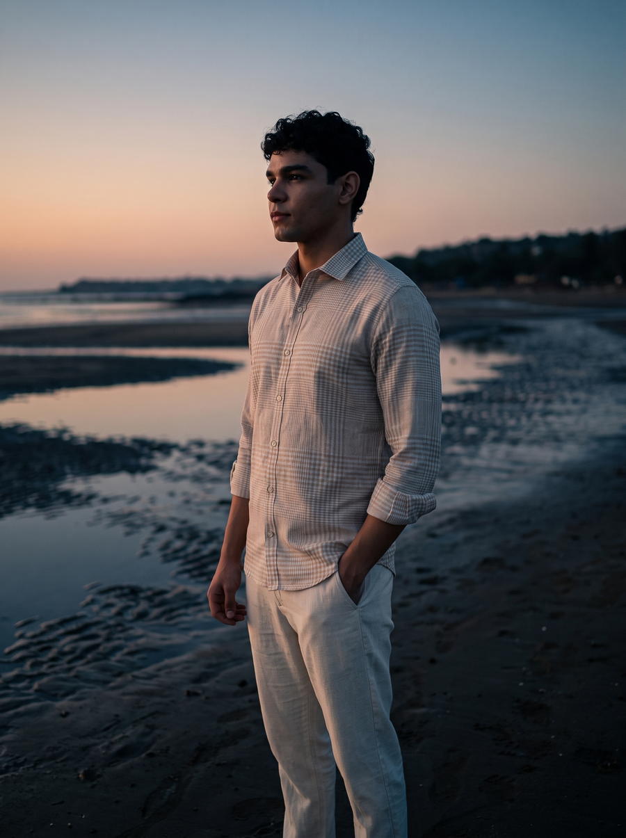 Aerange Plaid Bamboo Linen Stain-Free Shirt
