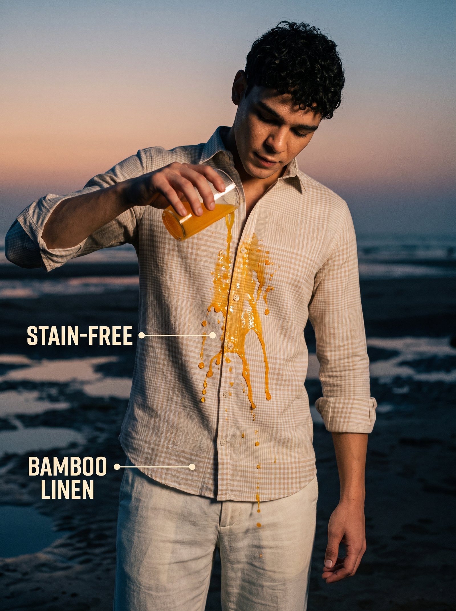 Aerange Plaid Bamboo Linen Stain-Free Shirt
