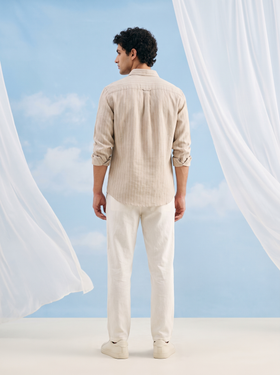 Airlane Beige Bamboo Linen Stain-Free Shirt