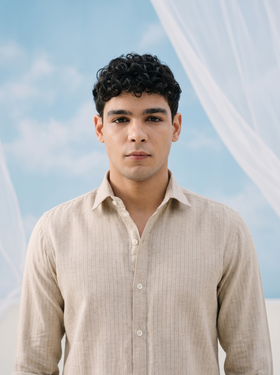 Airlane Beige Bamboo Linen Stain-Free Shirt