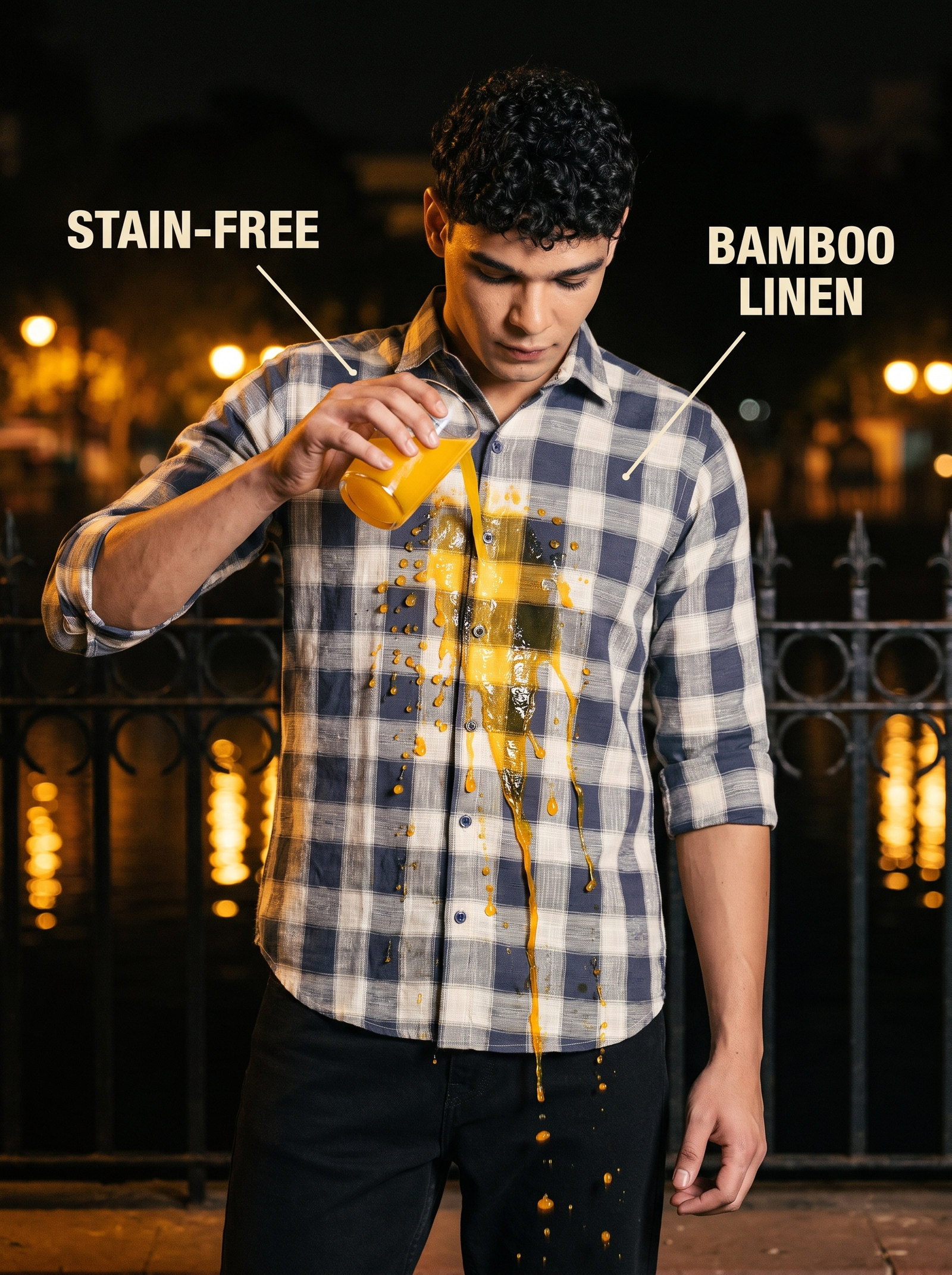 Brued Plaid Bamboo Linen Stain-Free Shirt