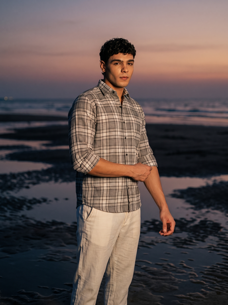 Smoke Grey Bamboo Linen Stain-Free Shirt