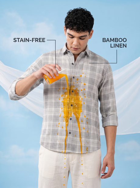 Silver Slate Bamboo Linen Stain-Free Shirt